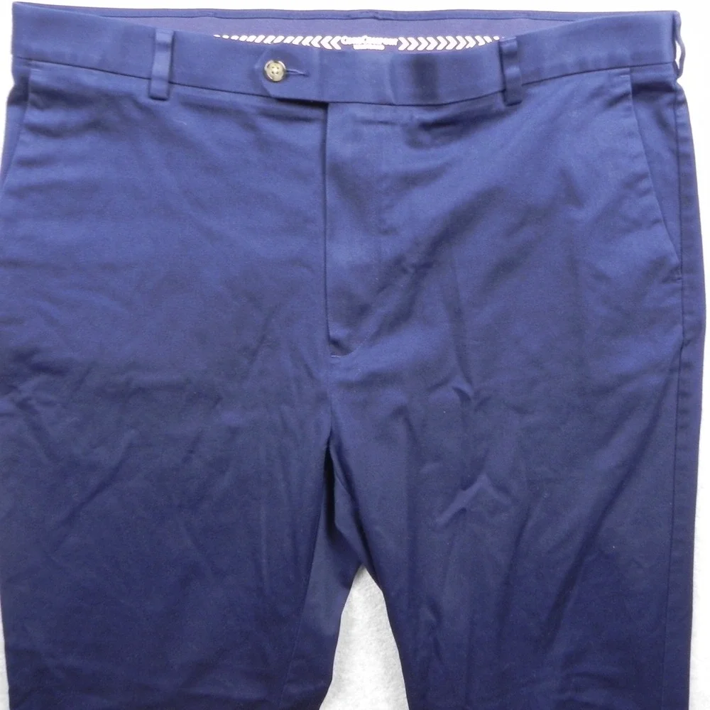 Roundree & Yorke TravelSmart Pants Mens 40x34 Classic Fit Navy Blue Chino Khaki